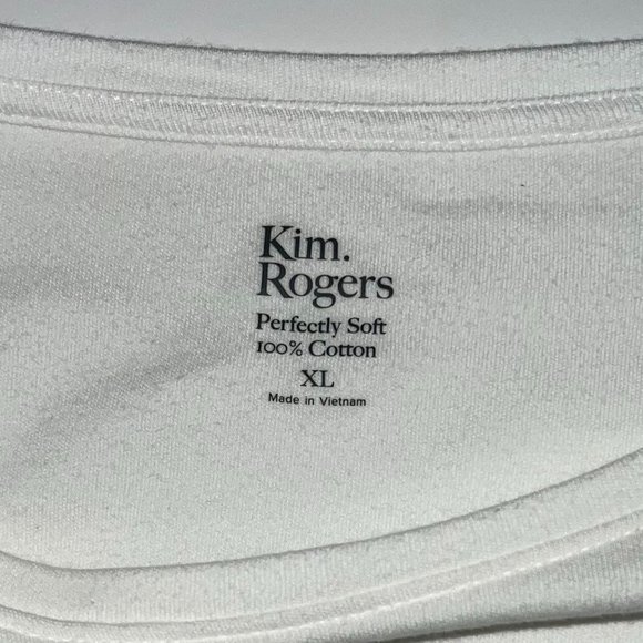 Kim Rogers - Women's Size XL Solid White Blouse - Long Sleeves Round Neckline - Picture 4 of 14